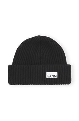 GANNI BEANIE BLACK